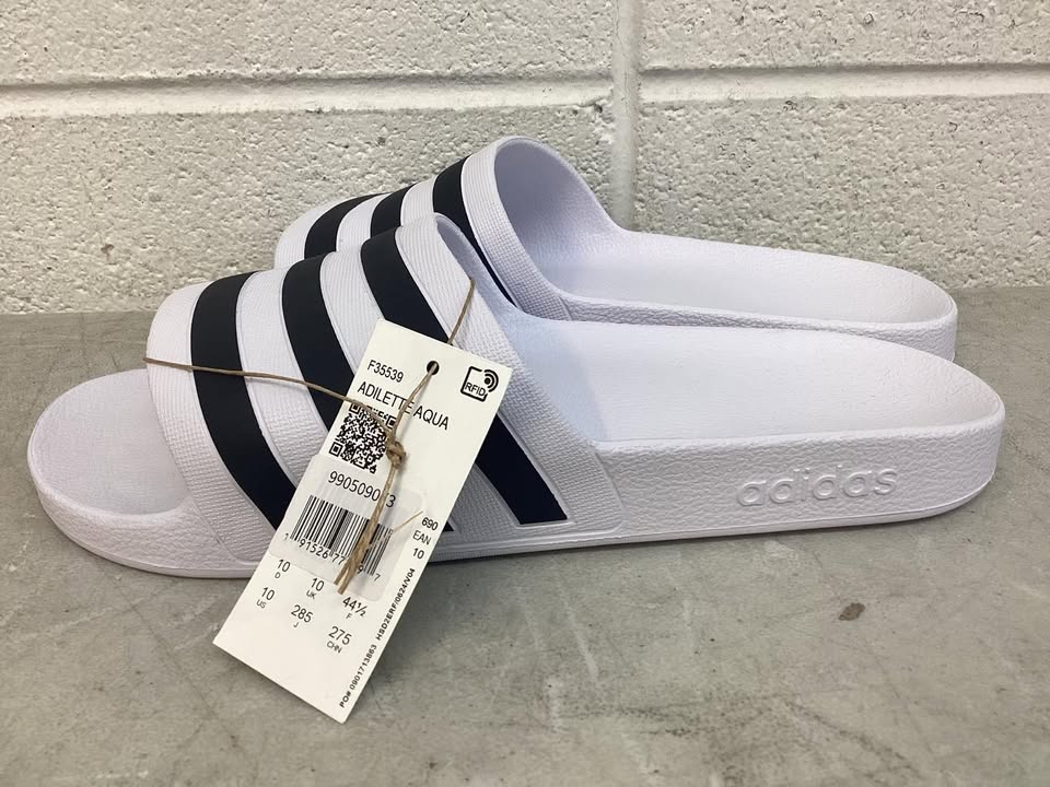 Adidas Mens White Adilette Aqua Lightweight Shower Slide, Size 10%