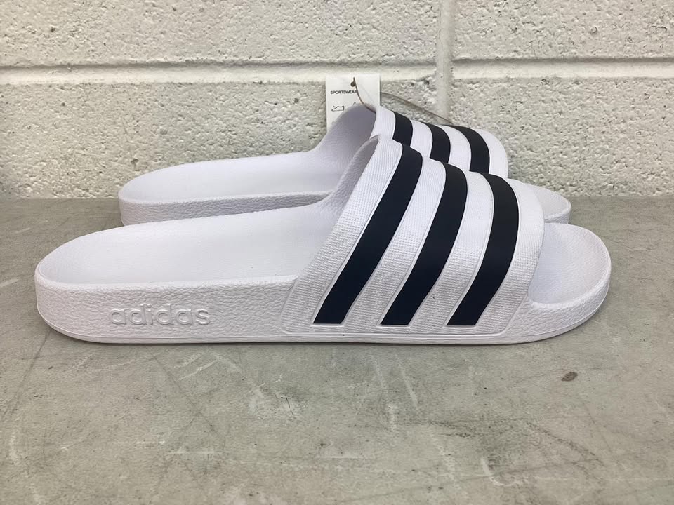 Adidas Mens White Adilette Aqua Lightweight Shower Slide, Size 10%