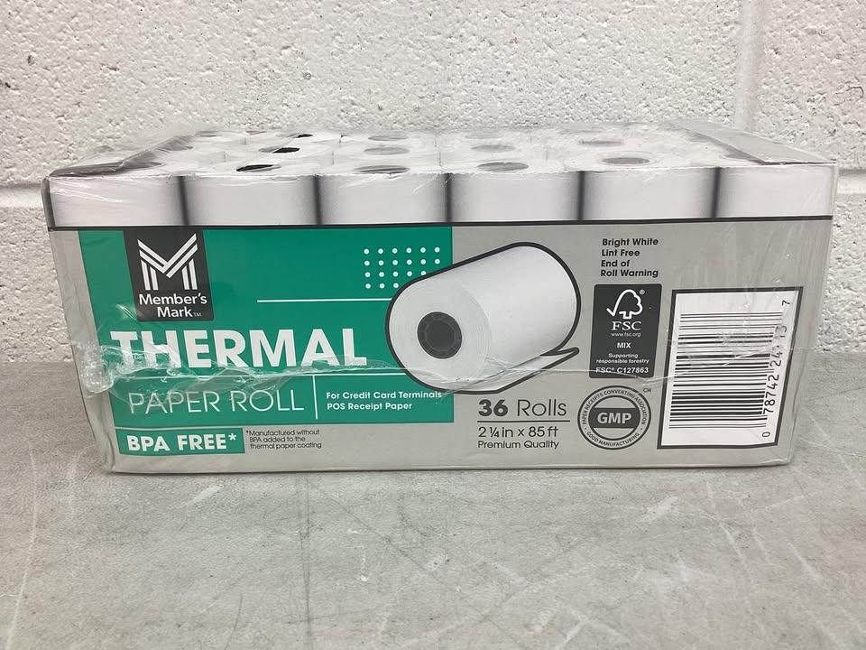 Member's Mark Thermal Receipt Paper Rolls, 2 1/4" X 85', 36 Rolls