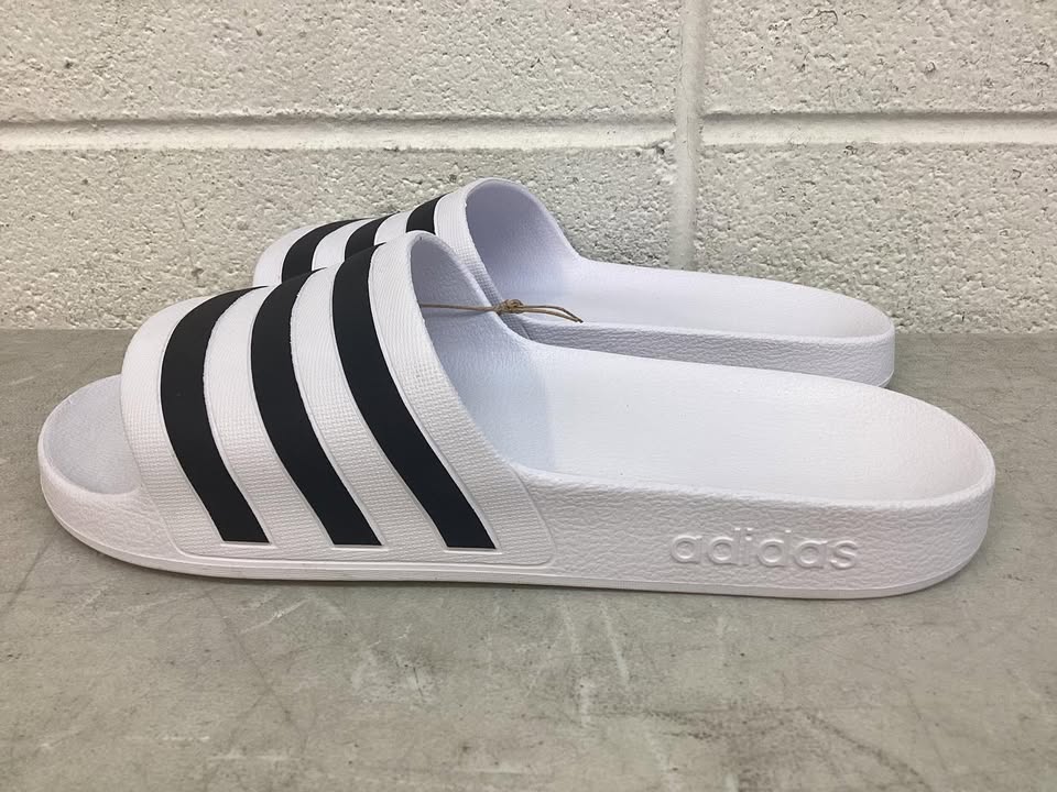 Adidas Mens White Adilette Aqua Lightweight Shower Slide, Size 11