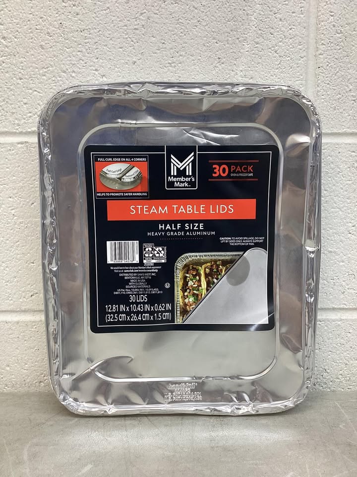 Member's Mark Aluminum Steam Table Lids, Half Size 30 ct.