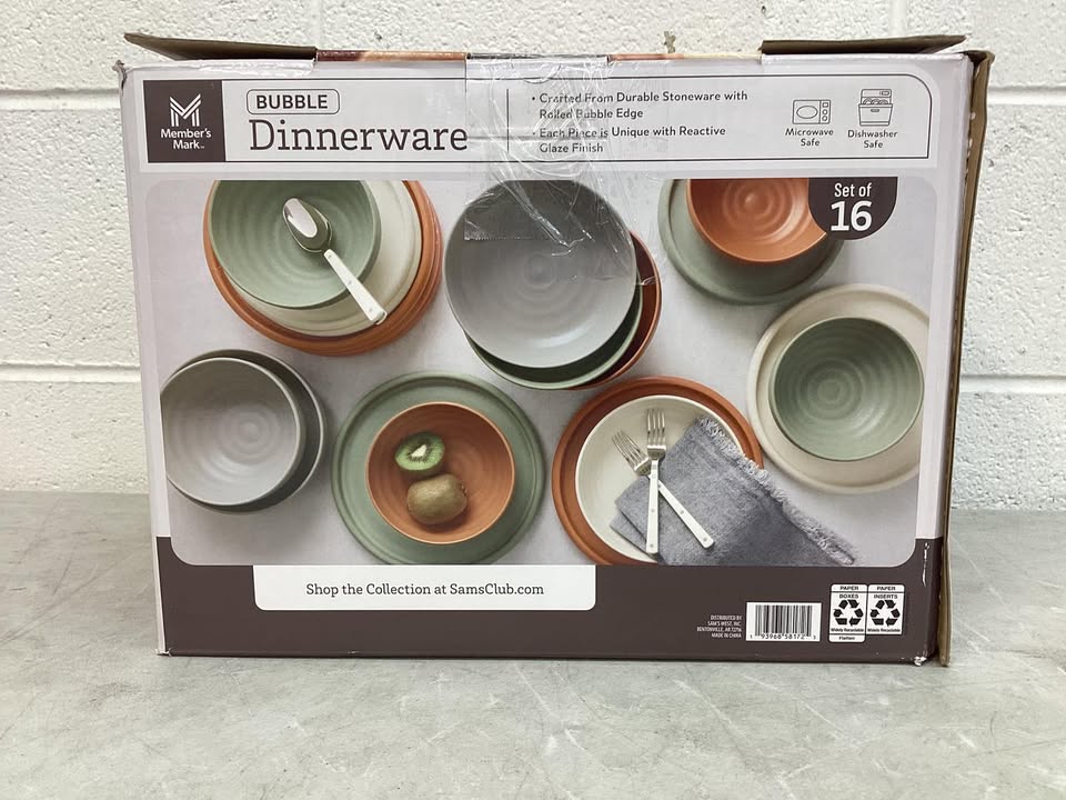 Member's Mark 16-Piece Bubble Reactive Dinnerware Set