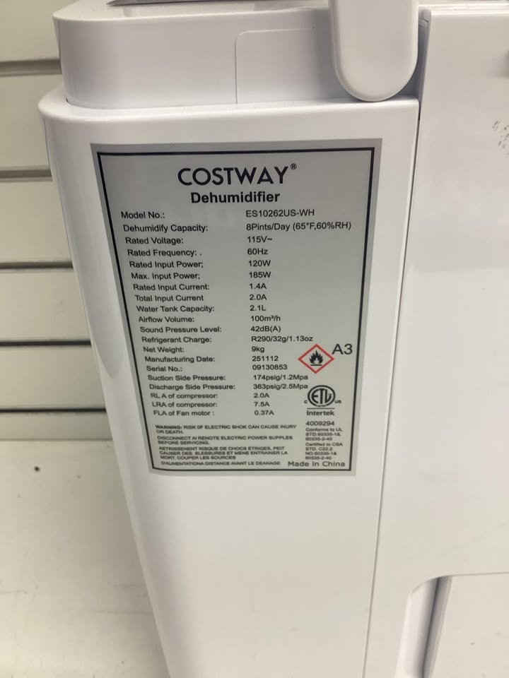 Costway 2000 Sq. Ft 32 Pint Dehumidifier with Continuous/Drying/Auto Mode