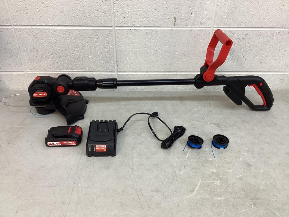 Ecomax 20V Cordless String Trimmer & Edger with 20V 2.0Ah Battery and Charger