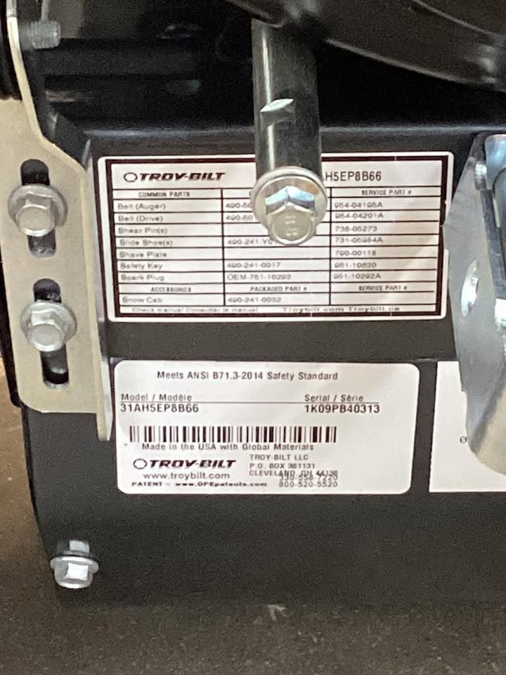 Troy-Bilt Vortex 2895 XP Snow Blower