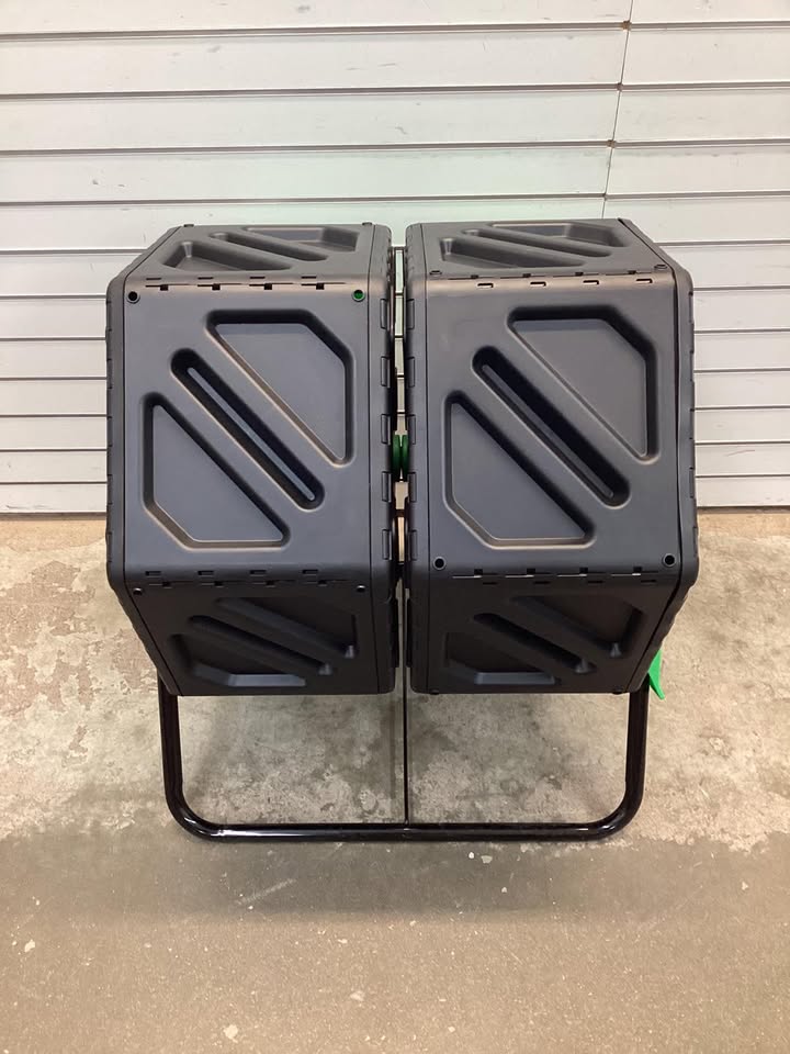 Costway Dual Chamber Garden Compost Tumbler with Sliding Doors