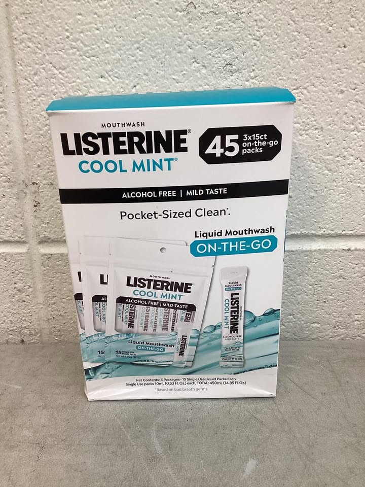 Listerine On-The-Go Cool Mint Mouthwash Sachets, Alcohol Free, 45 ct.