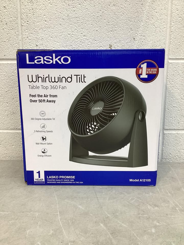 Lasko Whirlwind Tilt 12" Table Fan with Wall-Mount Option