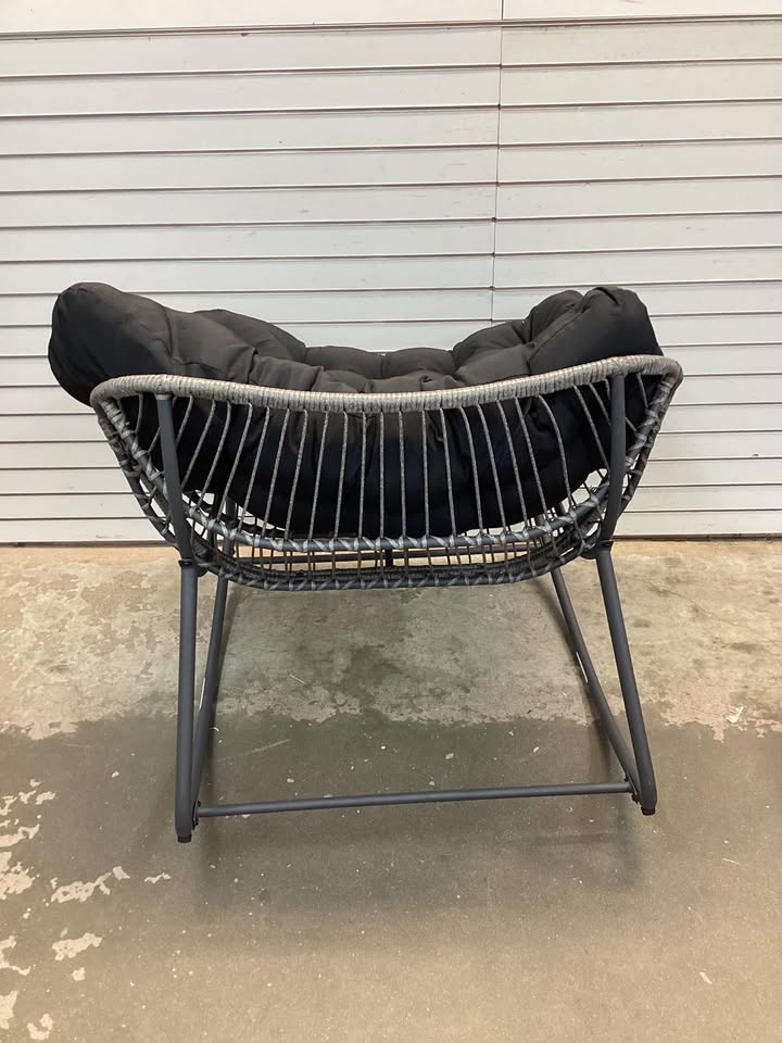 Costway Outdoor Papasan Rocking Chair with Thick Cushion and Pads