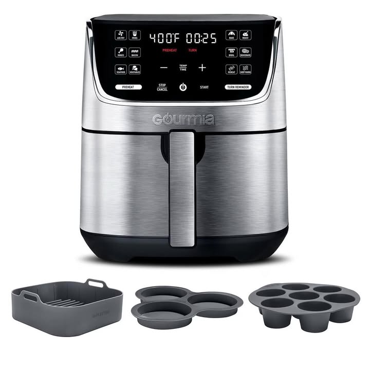 Gourmia 7-Quart Digital Air Fryer, Includes 3-Piece Silicone Accessory Set