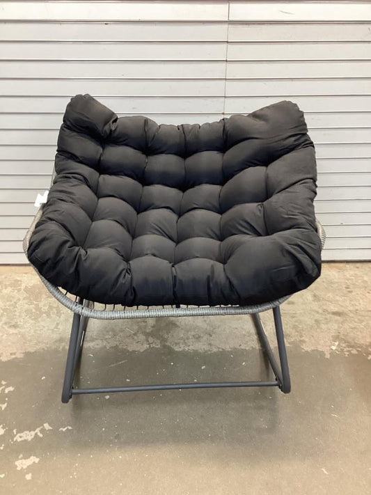 Costway Outdoor Papasan Rocking Chair with Thick Cushion and Pads