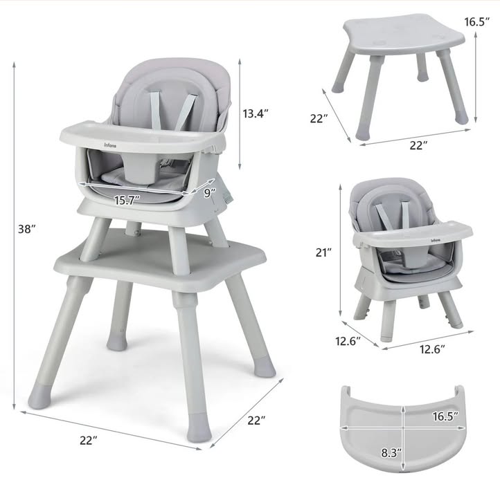 INFANS 8 in 1 Baby High Chair, Convertible Highchair for Babies and Toddlers, Infant Dining Booster Seat