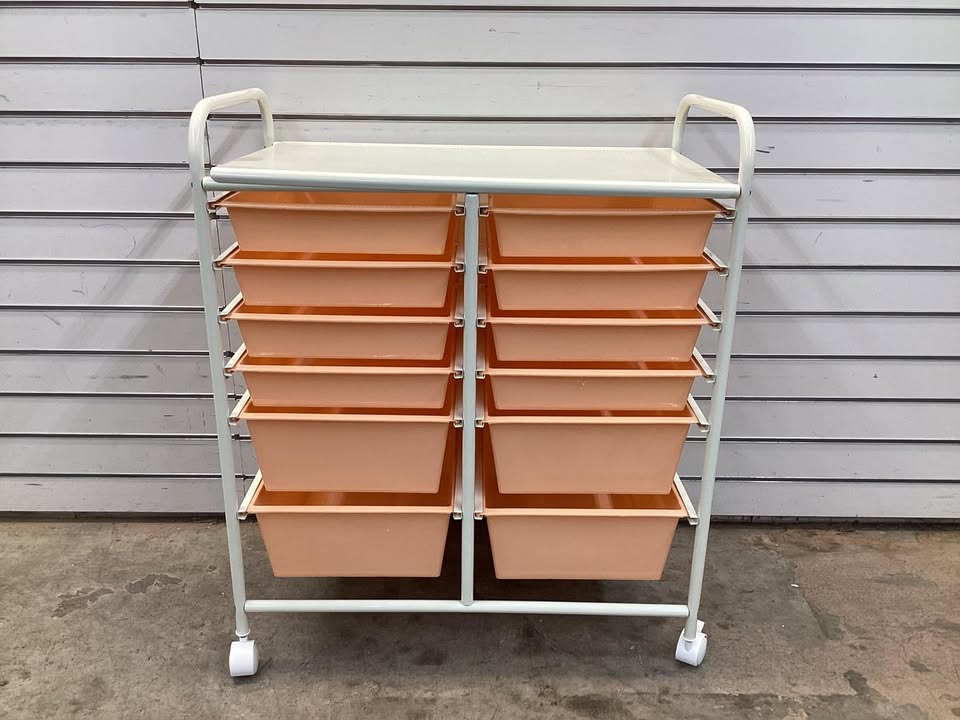12-Drawer Rolling Storage Cart with Removable Drawers and Lockable Wheels