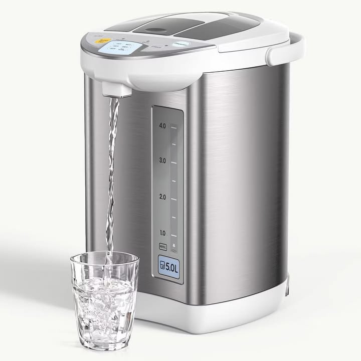 Electric Water Boiler and Warmer 5L/5.28 Qt 304 Stainless Steel Hot Water Dispenser with Rotating Base, Bedroom Decor