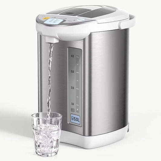 Electric Water Boiler and Warmer 5L/5.28 Qt 304 Stainless Steel Hot Water Dispenser with Rotating Base, Bedroom Decor