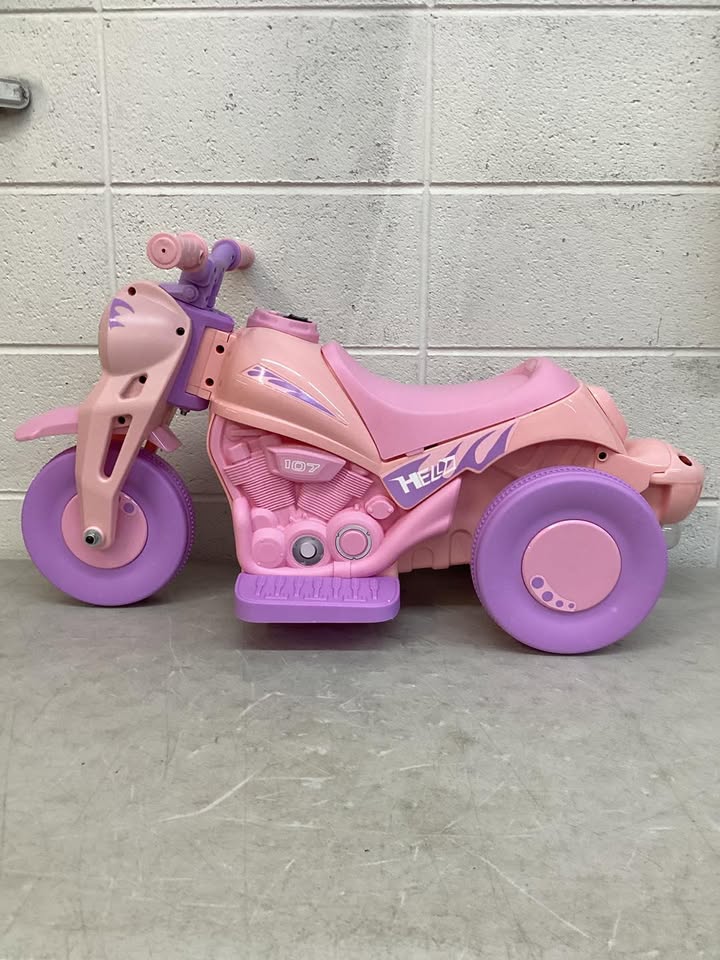 32-in 6V Kids Electric Ride-On Motorcycle in Pink and Purple