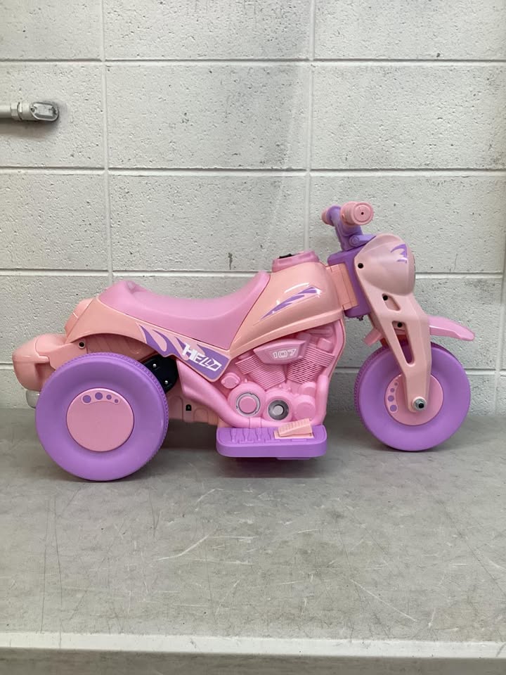 32-in 6V Kids Electric Ride-On Motorcycle in Pink and Purple