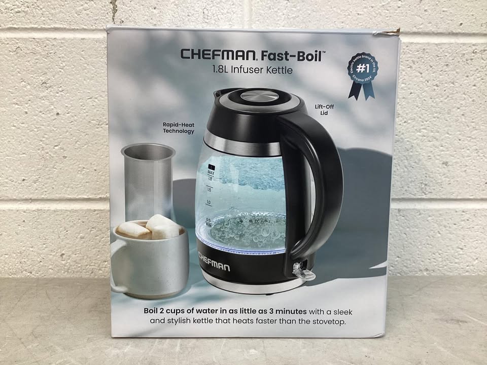 Chefman Fast-Boil 1.8L Electric Kettle, 1500W with Removable Tea Infuser