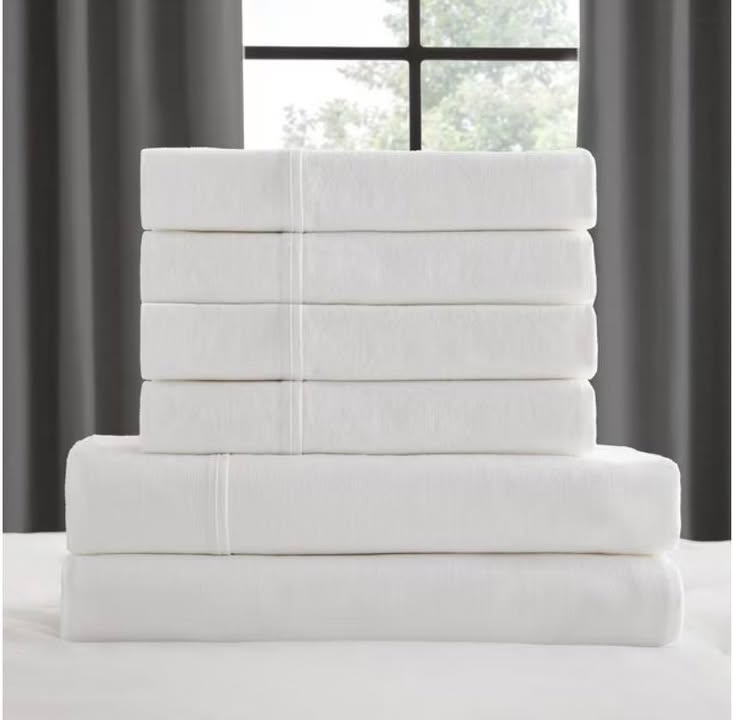 Member's Mark Washed Cotton Textured Sheet Set White Size King