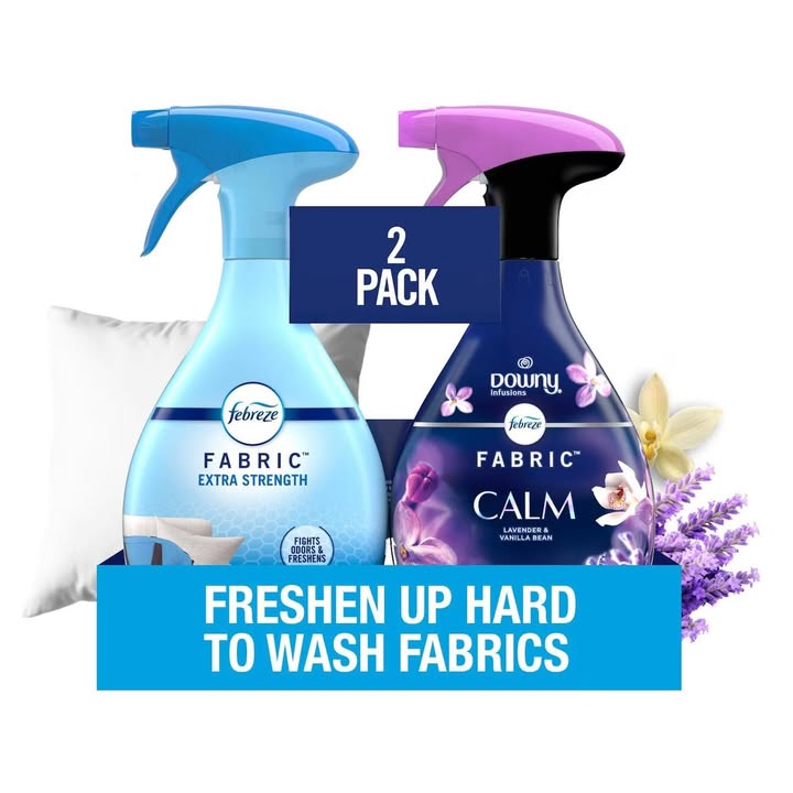 Febreze Extra Strength and Downy Fabric Spray, Original Scent and Calm, 50.6 fl. oz., Pack of 2