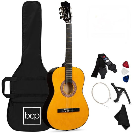 Beginner Acoustic Guitar Set w/ Case, Strap, Extra Strings - 38in
