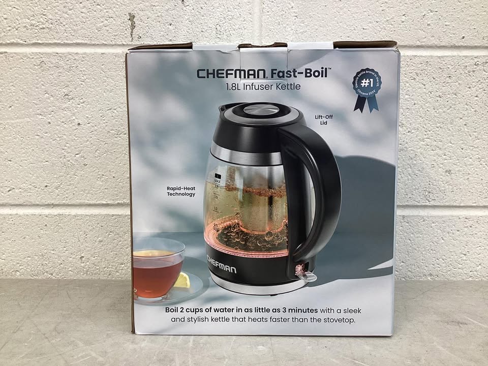 Chefman Fast-Boil 1.8L Electric Kettle, 1500W with Removable Tea Infuser