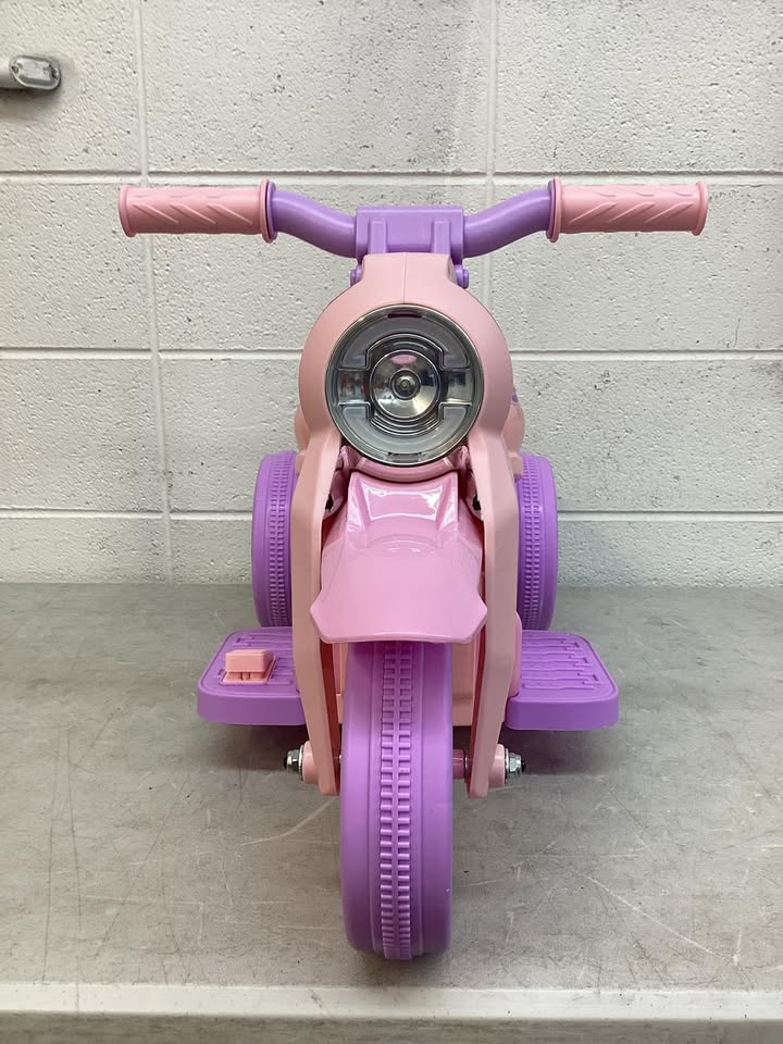 32-in 6V Kids Electric Ride-On Motorcycle in Pink and Purple