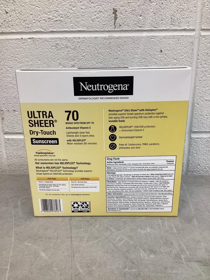 Neutrogena Ultra Sheer Dry-Touch Sunscreen Lotion, SPF 70, 3 oz., 3pk.