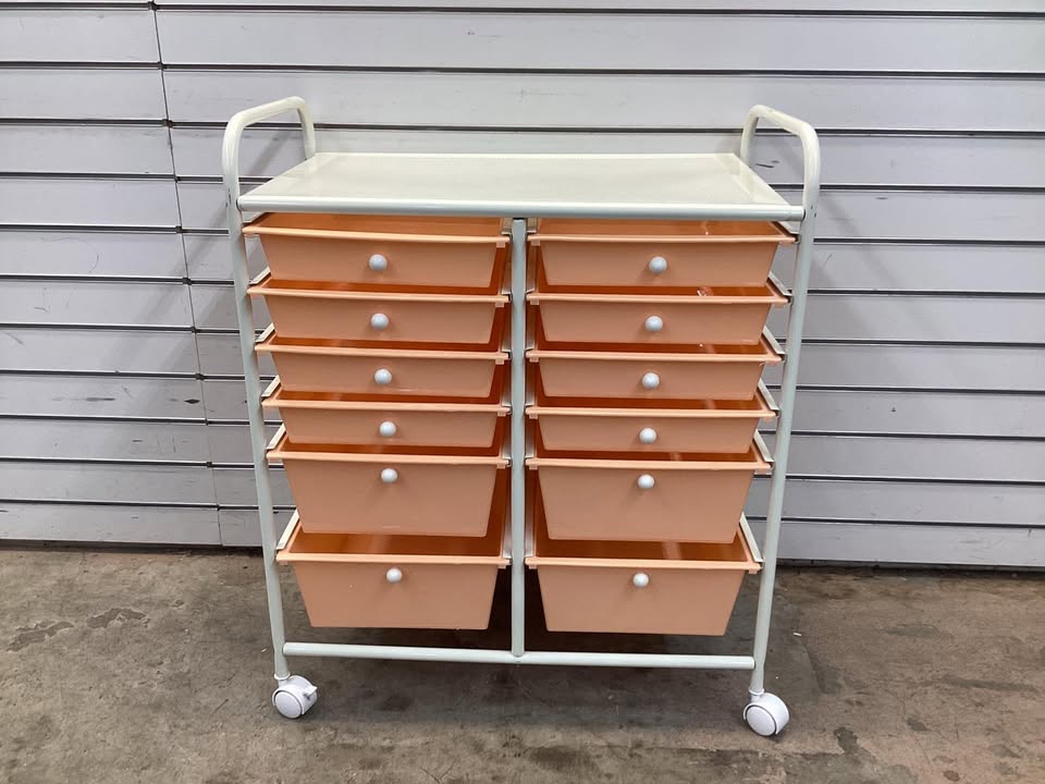 12-Drawer Rolling Storage Cart with Removable Drawers and Lockable Wheels
