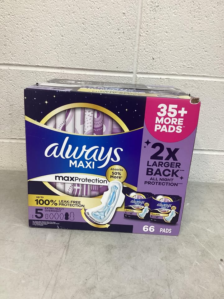 Always Maxi Overnight Pads with Wings, Size 5, 66 ct.