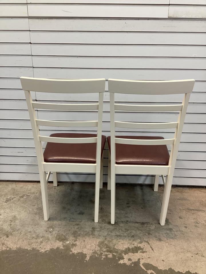 PU Leather Upholstered Armless Wooden Dining Chair Set of 2