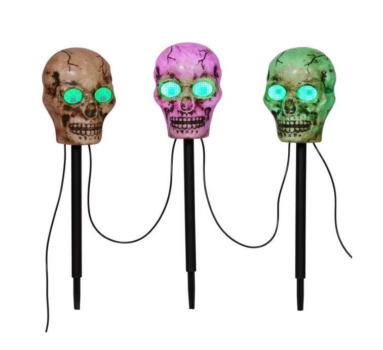 Member's Mark Color Changing Skull Stake Lights, Set of 4
