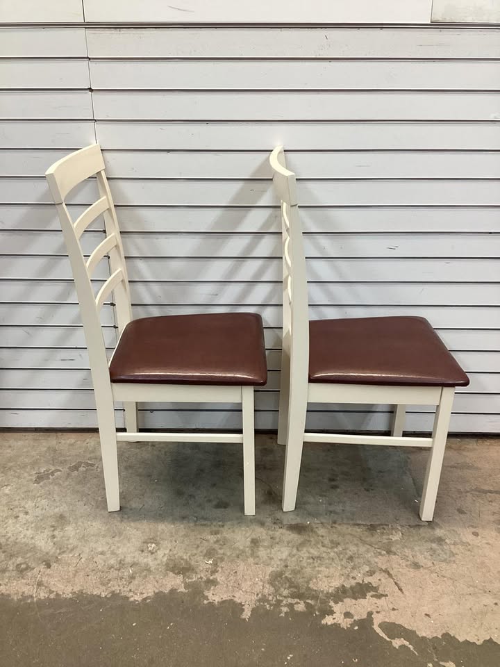 PU Leather Upholstered Armless Wooden Dining Chair Set of 2