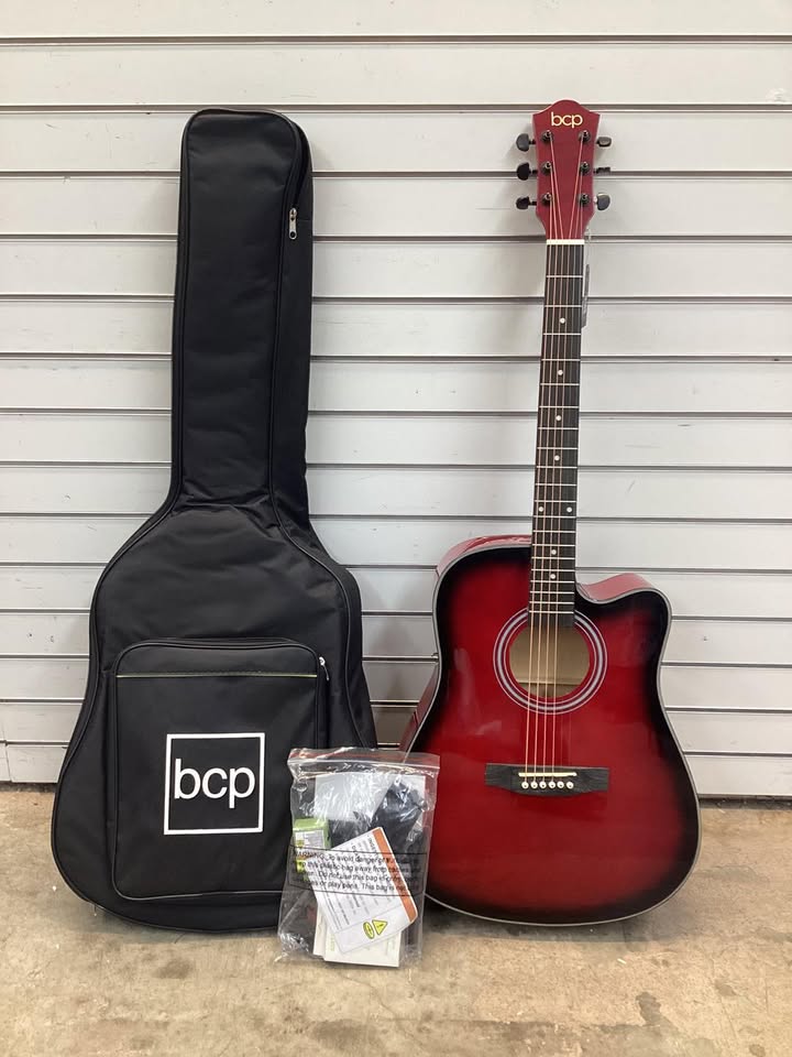 Full Size Beginner Acoustic Guitar Set with Case, Strap, Capo - 41in