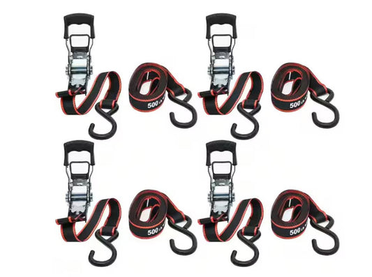 12 ft. x 1 in. Ratchet Tie-Down Straps with S-Hook (4-Pack)