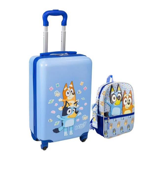 3-Piece Bluey Kids Luggage Set | Rolling Suitcase, Backpack & Luggage Tag