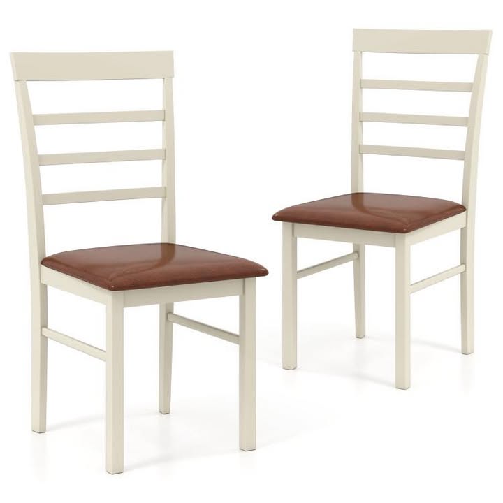 PU Leather Upholstered Armless Wooden Dining Chair Set of 2