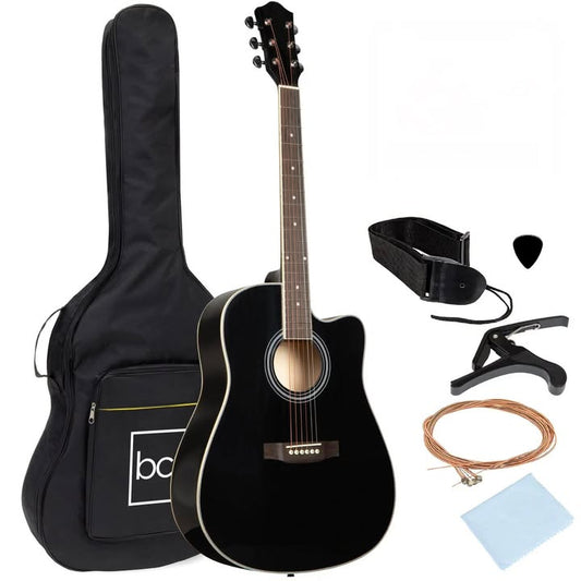 Full Size Beginner Acoustic Guitar Set with Case, Strap, Capo - 41in