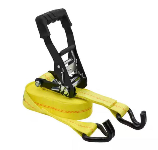 Husky 27 ft. x 2 in. Heavy-Duty Ratchet Tie-Down Strap with J Hook