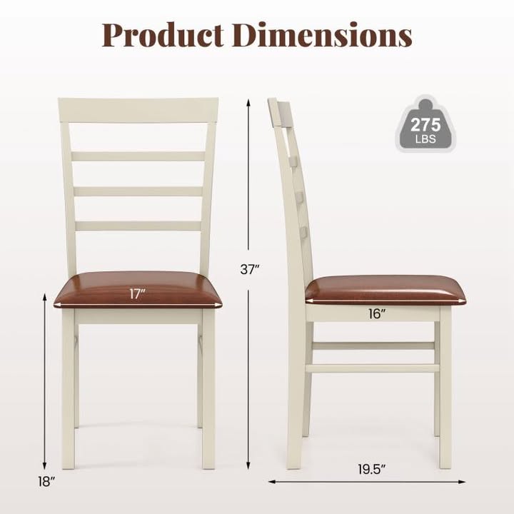 PU Leather Upholstered Armless Wooden Dining Chair Set of 2