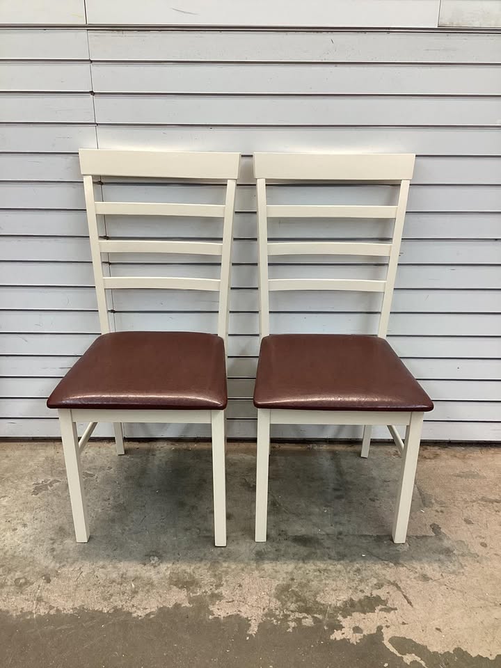 PU Leather Upholstered Armless Wooden Dining Chair Set of 2