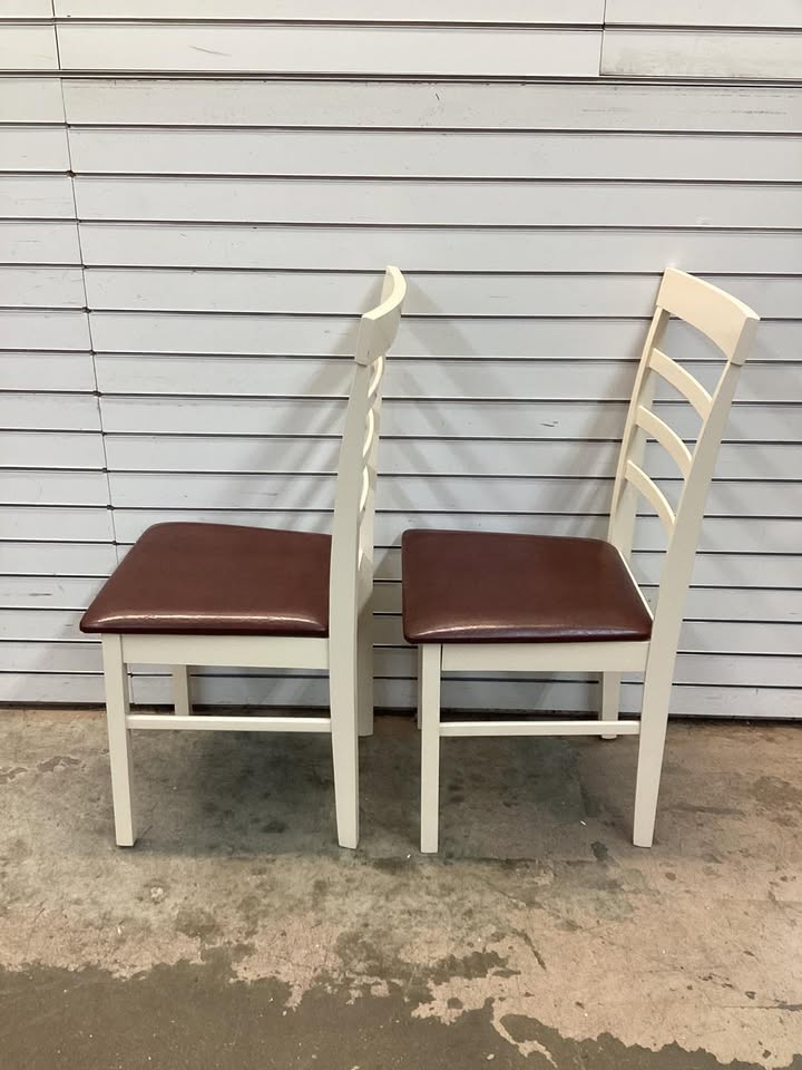 PU Leather Upholstered Armless Wooden Dining Chair Set of 2