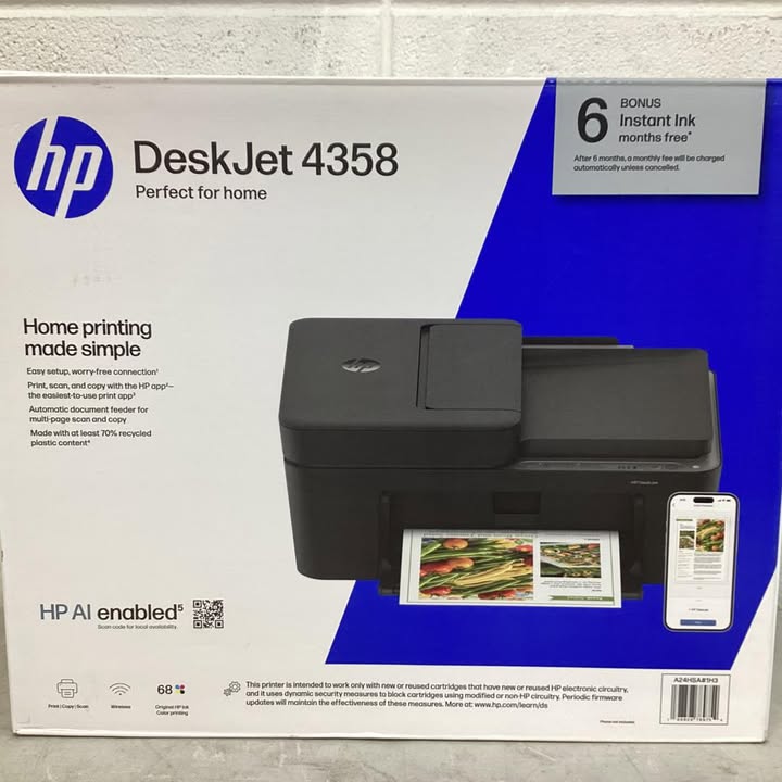 HP DeskJet 4358 Wireless All-in-One Inkjet Printer