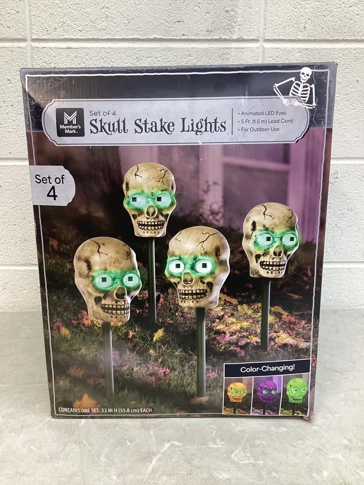 Member's Mark Color Changing Skull Stake Lights, Set of 4