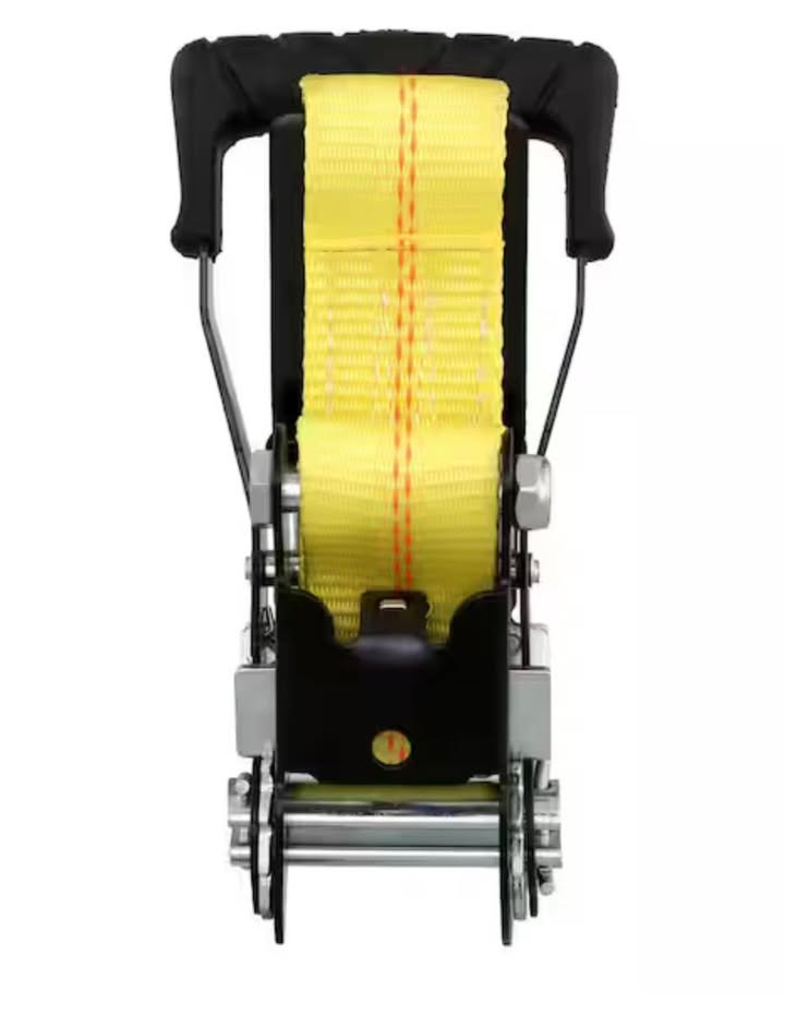 Husky 2 in. x 27 ft. Heavy-Duty Ratchet Tie-Down Strap with Flat Hooks