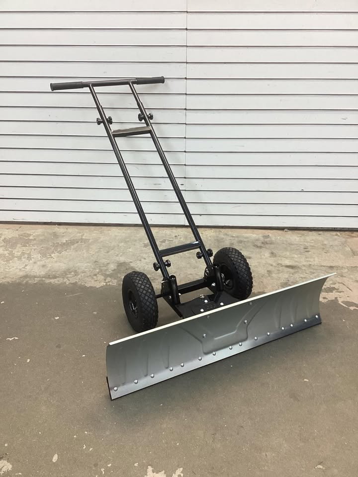 Galvanized Blade 2-Wheel Snow Pusher w/ Adjustable Handle - 36in
