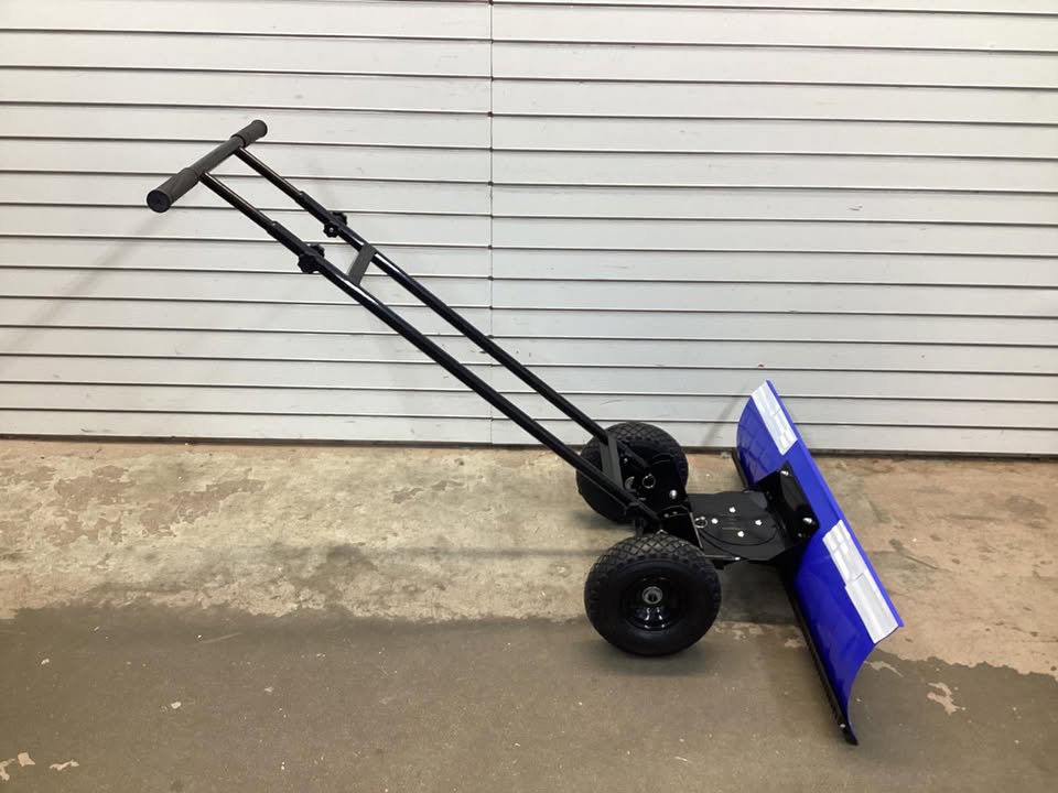 Galvanized Blade 2-Wheel Snow Pusher w/ Adjustable Handle - 36in