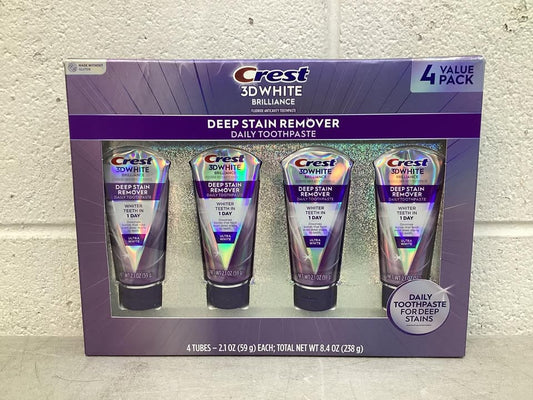 Crest 3D White Deep Stain Remover Whitening Toothpaste, 2.1 oz., 4 pk.