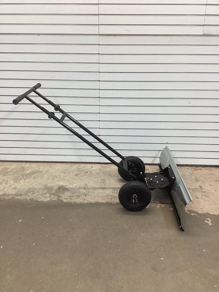 Galvanized Blade 2-Wheel Snow Pusher w/ Adjustable Handle - 36in