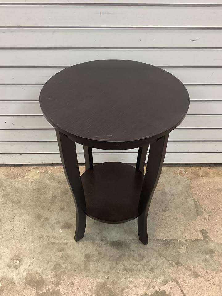 Costway 2-tier Round End Table with Solid Wood Legs